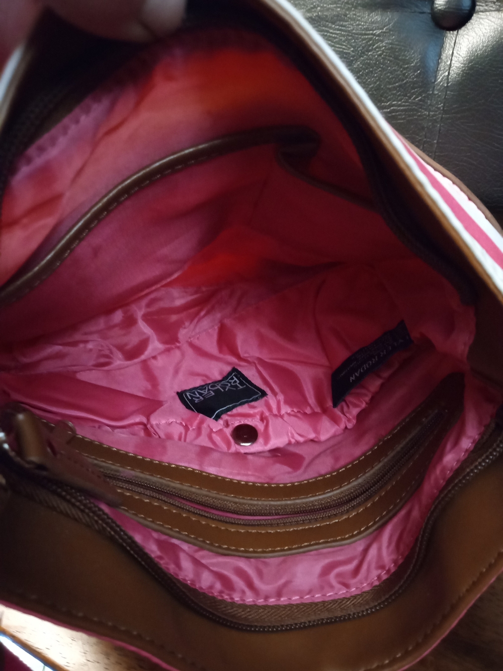 Tyler Rodan Pink and White Striped Crossbody Bag - Picture 6 of 7